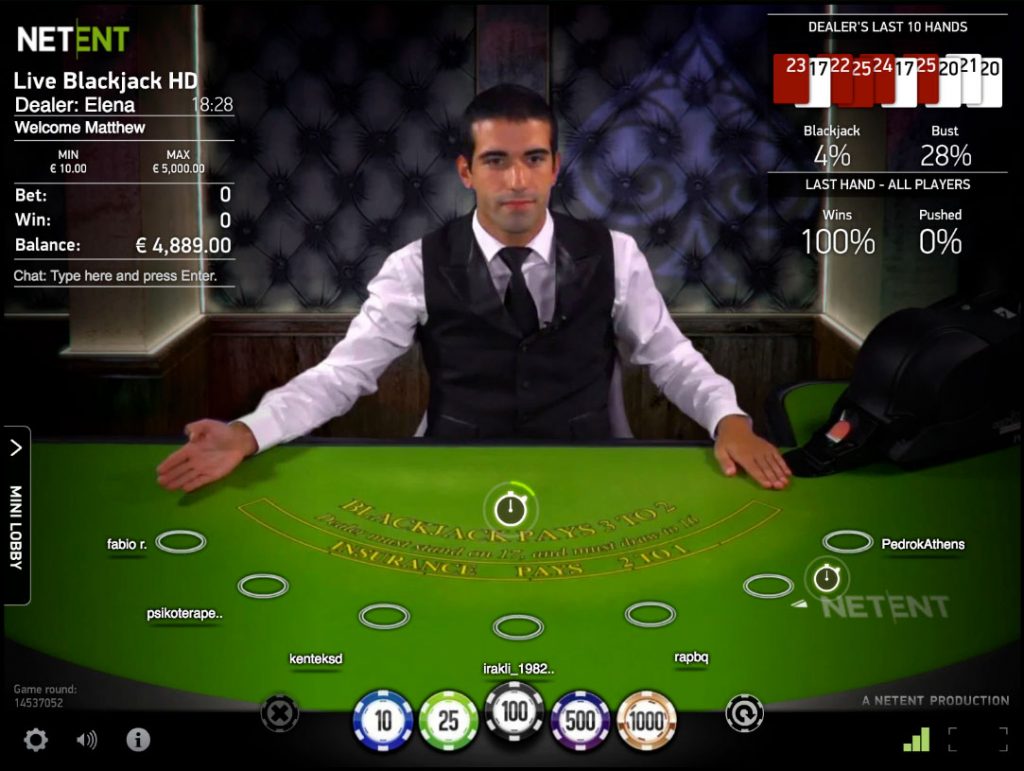 Blackjack Live game